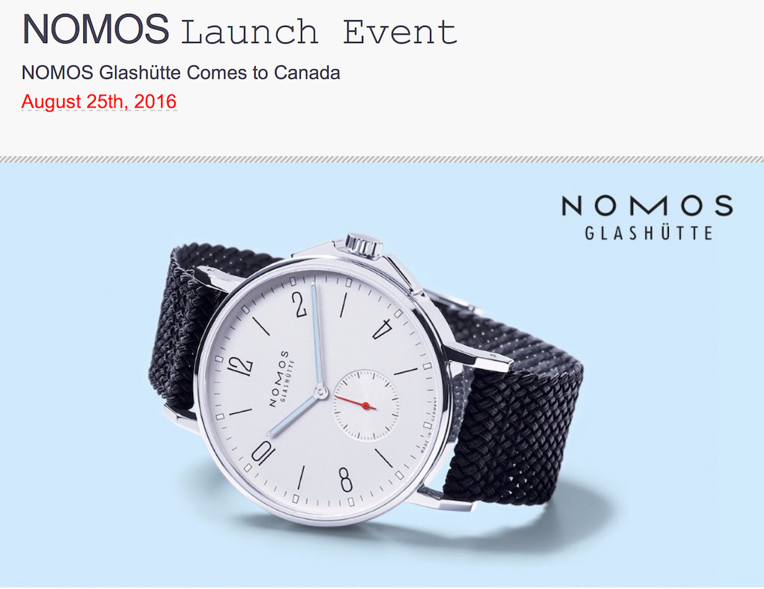 INVITE: Nomos Watches London Replica Watches Now In Vancouver - August 25, 2016, Event At Roldorf+Co With aBlogtoWatch Shows & Events 